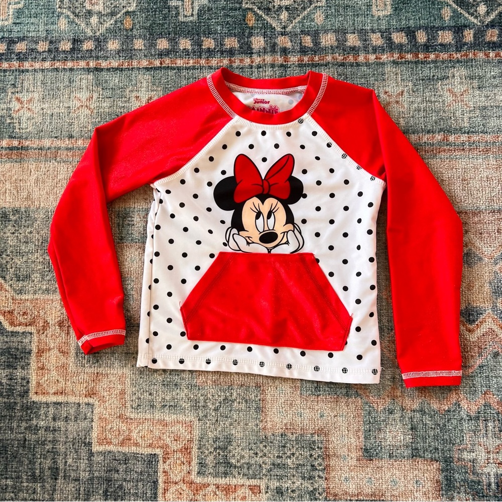 Disney Kids Red and White Minnie Mouse Swim Shirt